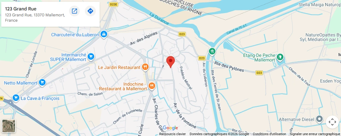 Carte d'acces vers l'EMCA a Mallemort